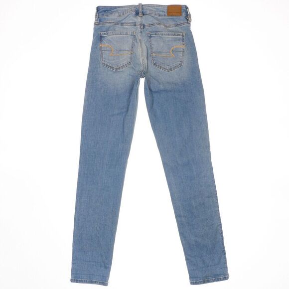 American Eagle Skinny Jeans 2 Womens Light Medium Blue Stretch Measures 26x29.5 - Picture 2 of 11